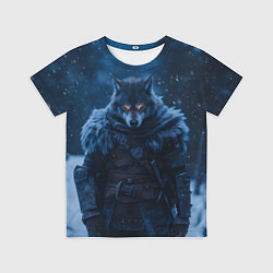 Футболка детская Воин волк зимой, цвет: 3D-принт