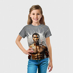 Футболка детская Мухаммед Али на сером, цвет: 3D-принт — фото 2