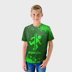 Футболка детская Portal - green gradient, цвет: 3D-принт — фото 2