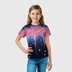 Футболка детская Розово-синяя текстура, цвет: 3D-принт — фото 2