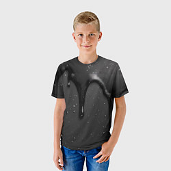 Футболка детская Черная текстура - хром, цвет: 3D-принт — фото 2