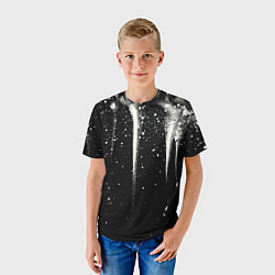 Футболка детская Белые брызги на черном, цвет: 3D-принт — фото 2