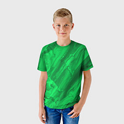 Футболка детская Зелёный малахитовый абстракция камень, цвет: 3D-принт — фото 2