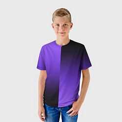 Футболка детская Чёрно-сиреневый градиент пополам, цвет: 3D-принт — фото 2