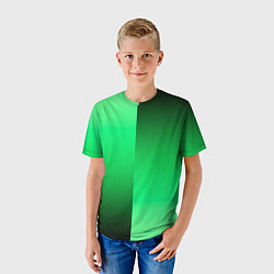 Футболка детская Чёрно-зелёный градиент пополам, цвет: 3D-принт — фото 2