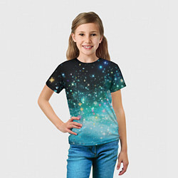 Футболка детская Бирюзовые блестки фон, цвет: 3D-принт — фото 2