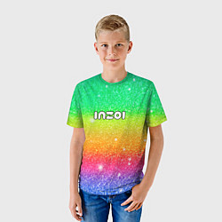 Футболка детская Inzoi блестящий радужный фон, цвет: 3D-принт — фото 2
