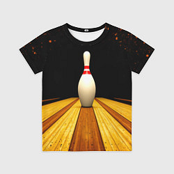 Футболка детская Кегля для боулинга на черном, цвет: 3D-принт