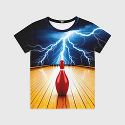 Футболка детская Кегля для боулинга и молния, цвет: 3D-принт