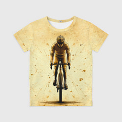 Футболка детская Трековый велосипедист на бежевом, цвет: 3D-принт