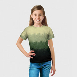 Футболка детская Зелёный полосами от светлого к тёмному текстурные, цвет: 3D-принт — фото 2