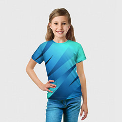Футболка детская Сине-голубой абстрактные полосы, цвет: 3D-принт — фото 2