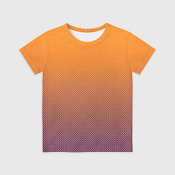 Футболка детская Градиент оранжевый в фиолетовый мелкий ромбик, цвет: 3D-принт