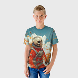Футболка детская Скелет в облаках из космоса, цвет: 3D-принт — фото 2