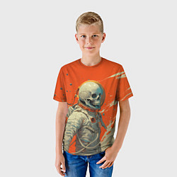 Футболка детская Скелет космонавт и краска на фоне, цвет: 3D-принт — фото 2