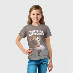 Футболка детская Балерино капучино - brainrot animals meme, цвет: 3D-принт — фото 2