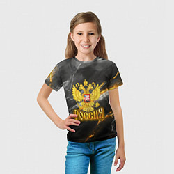 Футболка детская Россия черно-желтый фон, цвет: 3D-принт — фото 2