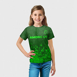 Футболка детская Among Us - green gradient посередине, цвет: 3D-принт — фото 2