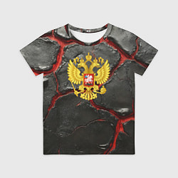 Футболка детская Герб России черные плиты, цвет: 3D-принт