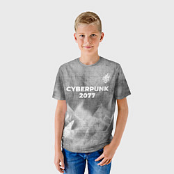 Футболка детская Cyberpunk 2077 - grey gradient посередине, цвет: 3D-принт — фото 2