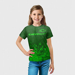Футболка детская Chevrolet - green gradient посередине, цвет: 3D-принт — фото 2