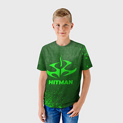 Футболка детская Hitman - green gradient, цвет: 3D-принт — фото 2