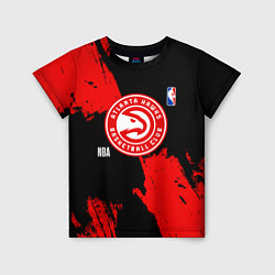Футболка детская Atlanta Hawks black and red, цвет: 3D-принт