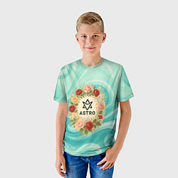 Футболка детская Astro винтажный логотип с цветами, цвет: 3D-принт — фото 2