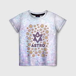 Футболка детская Astro логотип - ромашки и сердечки, цвет: 3D-принт