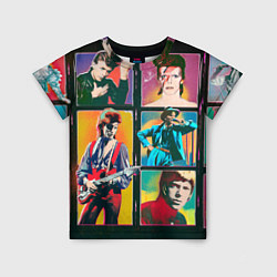Футболка детская David Bowie vintage collage, цвет: 3D-принт