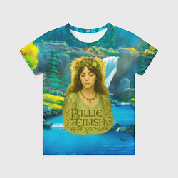Футболка детская Билли Айлиш на фоне природы, цвет: 3D-принт