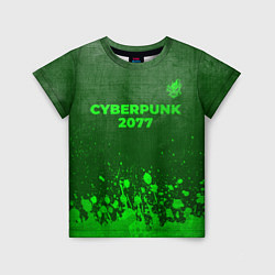 Футболка детская Cyberpunk 2077 - green gradient посередине, цвет: 3D-принт