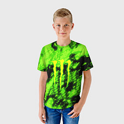 Футболка детская Monster energy кислотное лого, цвет: 3D-принт — фото 2