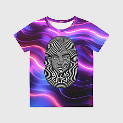 Футболка детская Портрет Билли Айлиш из линий, цвет: 3D-принт