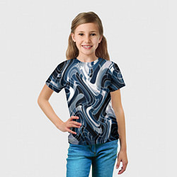Футболка детская Тёмно-синий искажённая абстракция, цвет: 3D-принт — фото 2