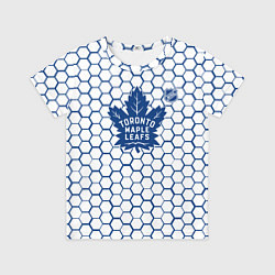 Футболка детская Торонто Мейпл Лифс - белые соты, цвет: 3D-принт