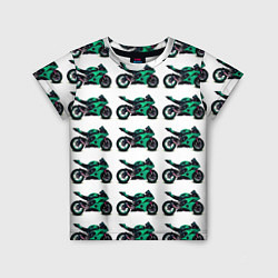 Футболка детская Motorcycle turquoise, цвет: 3D-принт