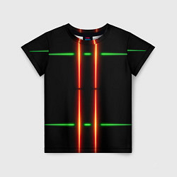 Футболка детская Neon green black red line, цвет: 3D-принт