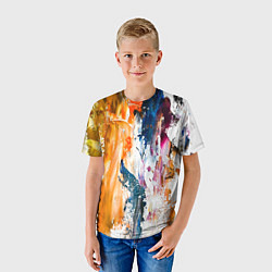 Футболка детская Разноцветные мазки кисти на палитре художника, цвет: 3D-принт — фото 2