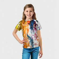 Футболка детская Разноцветные мазки кисти на палитре художника, цвет: 3D-принт — фото 2