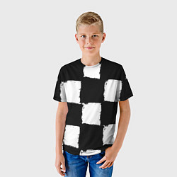 Футболка детская Черные квадраты в виде шахматной доски, цвет: 3D-принт — фото 2