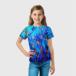 Футболка детская Сине-голубой стекающая абстракция, цвет: 3D-принт — фото 2