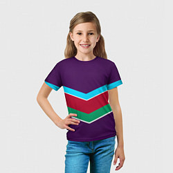 Футболка детская Фиолетовый с полосами, цвет: 3D-принт — фото 2