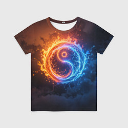 Футболка детская Инь ян огонь и лёд, цвет: 3D-принт