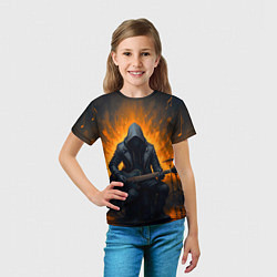 Футболка детская Гитарист играющий в пламени, цвет: 3D-принт — фото 2