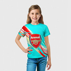 Футболка детская Arsenal stripes, цвет: 3D-принт — фото 2