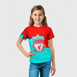 Футболка детская Liverpool краски текстура штрихи, цвет: 3D-принт — фото 2