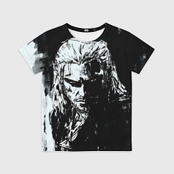 Футболка детская Ведьмак черно-белый портрет, цвет: 3D-принт