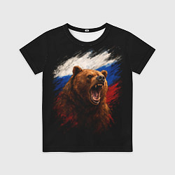 Футболка детская Медведь на фоне триколора, цвет: 3D-принт