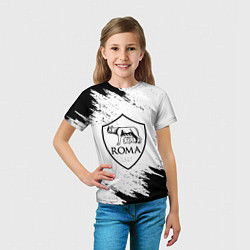 Футболка детская ROMA черно белые штрихи, цвет: 3D-принт — фото 2